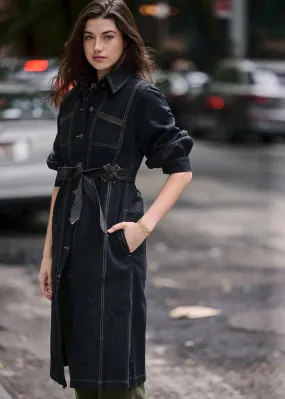 Seventy   Mochi Willow Trench Coat in Black Denim