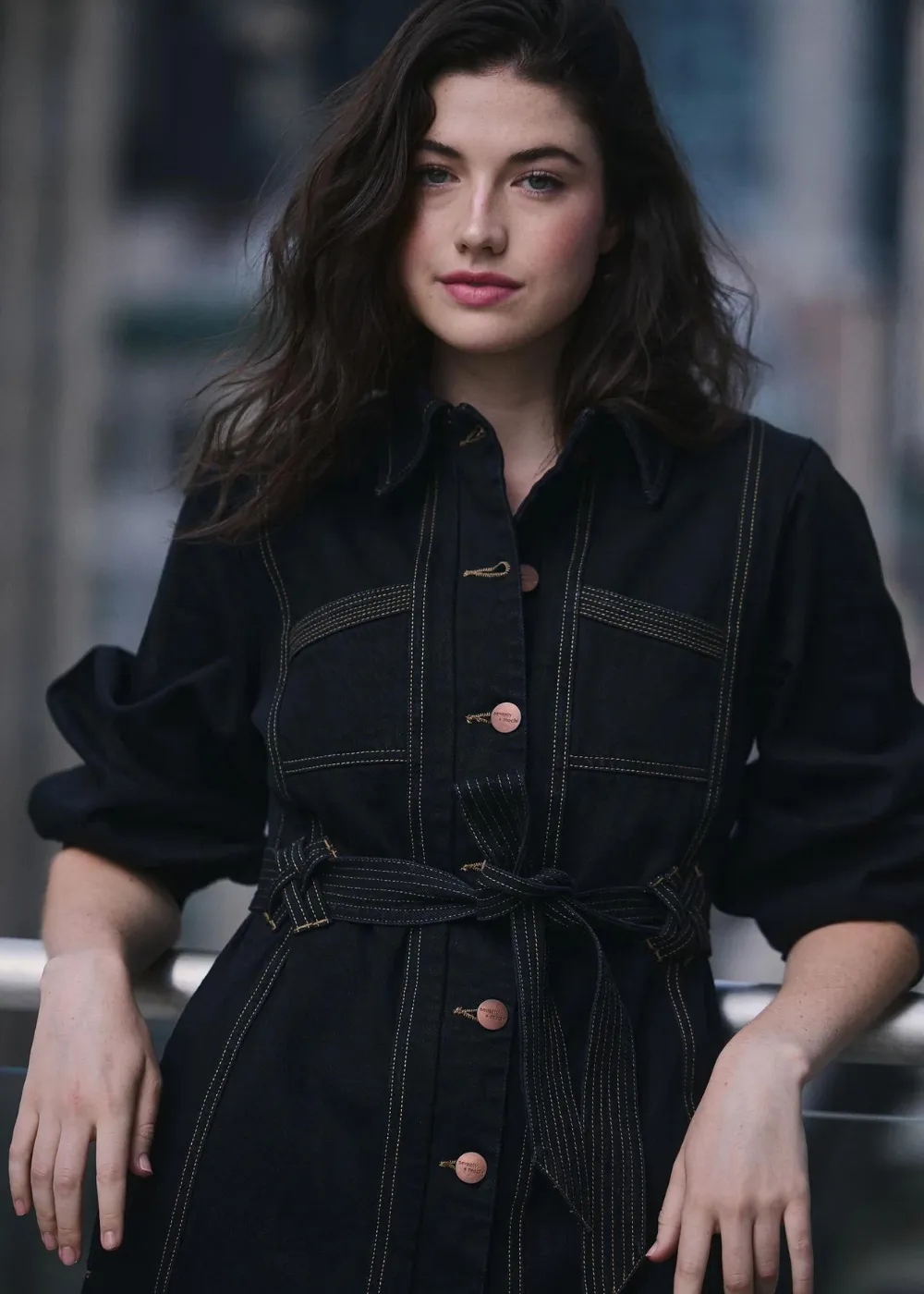 Seventy   Mochi Willow Trench Coat in Black Denim