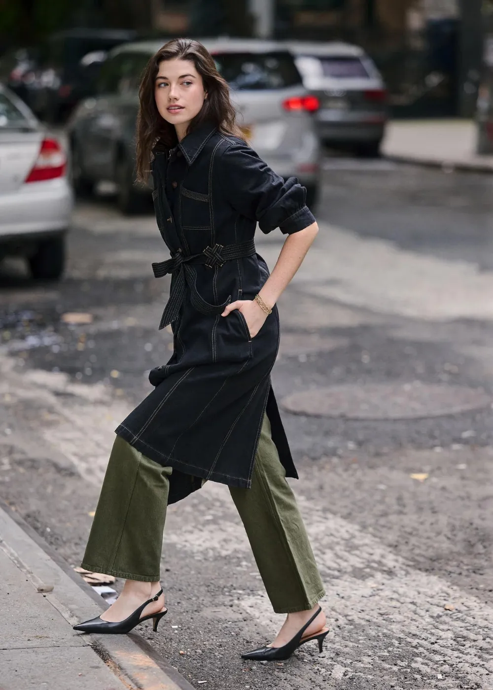 Seventy   Mochi Willow Trench Coat in Black Denim