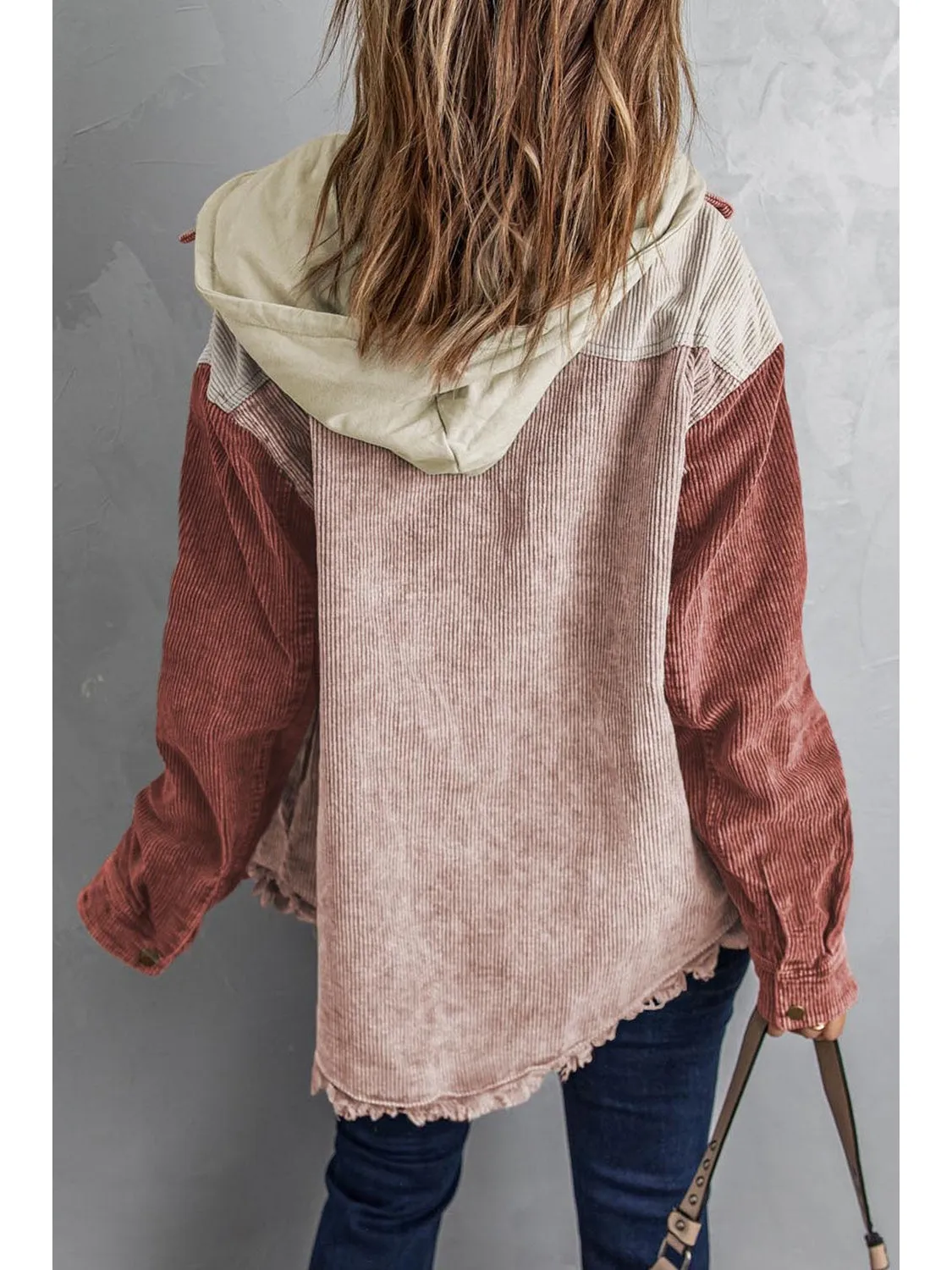 Snap Front Hooded Corduroy Shacket