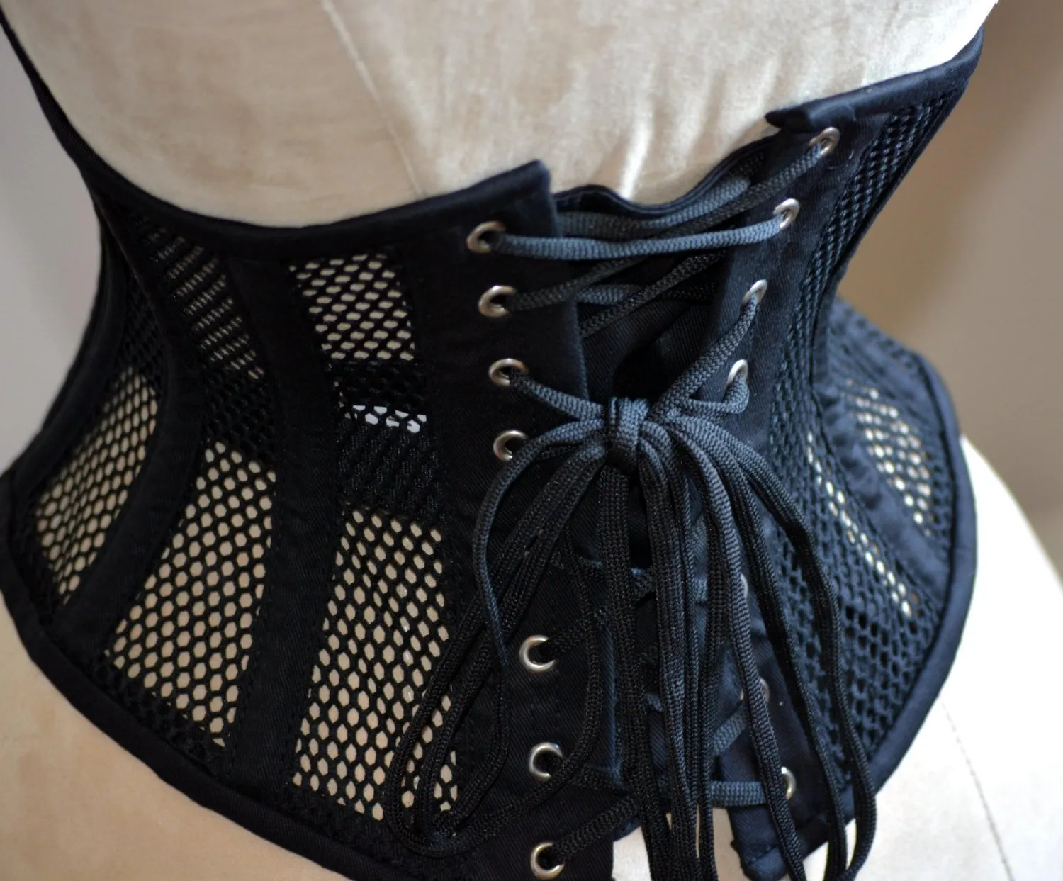 The set of black 3 best sellers corsets: waspie and black mesh underbust corsets. Real waist training corset for tight lacing.