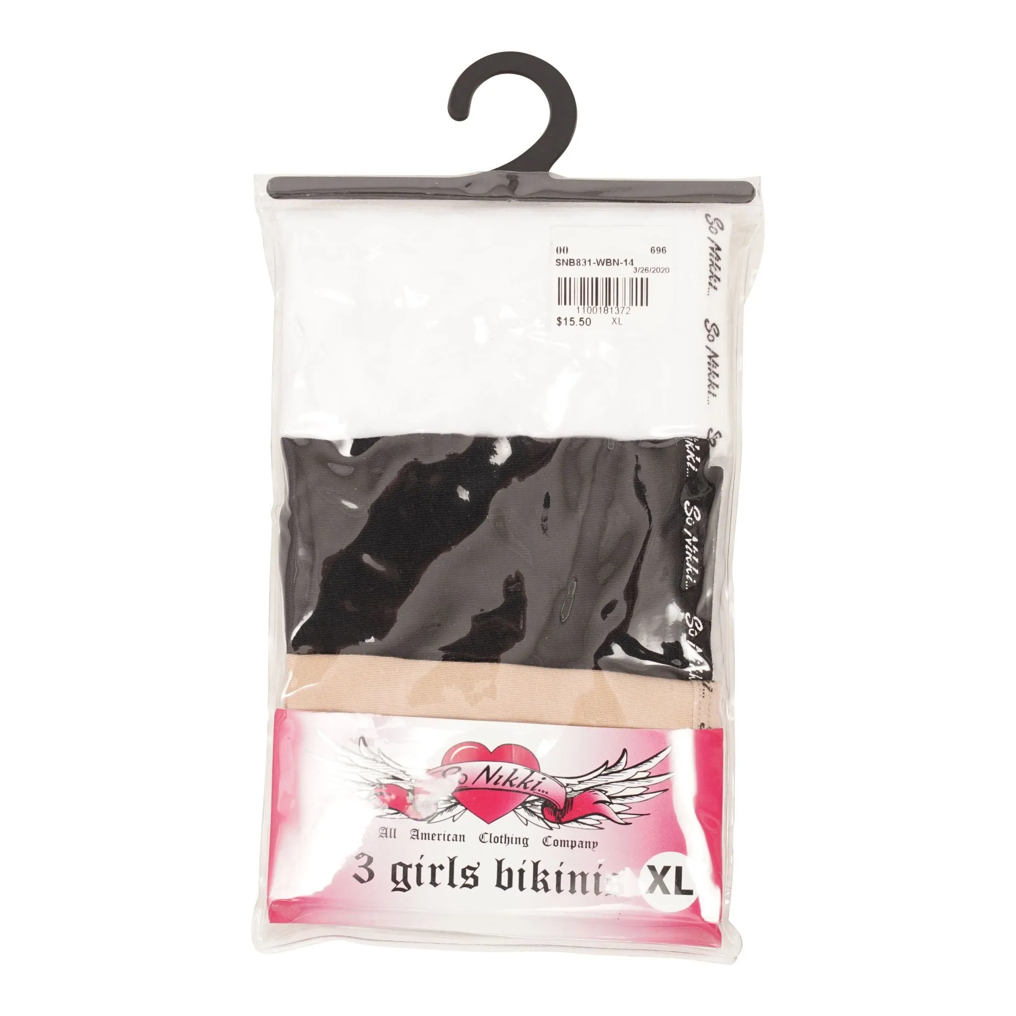 White/Black/Nude 3 Pack Underwear